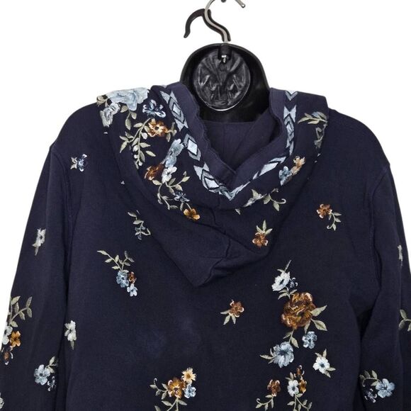 Driftwood Shelly Open Front Cardigan Size Medium Embroidered Floral - Picture 6 of 9